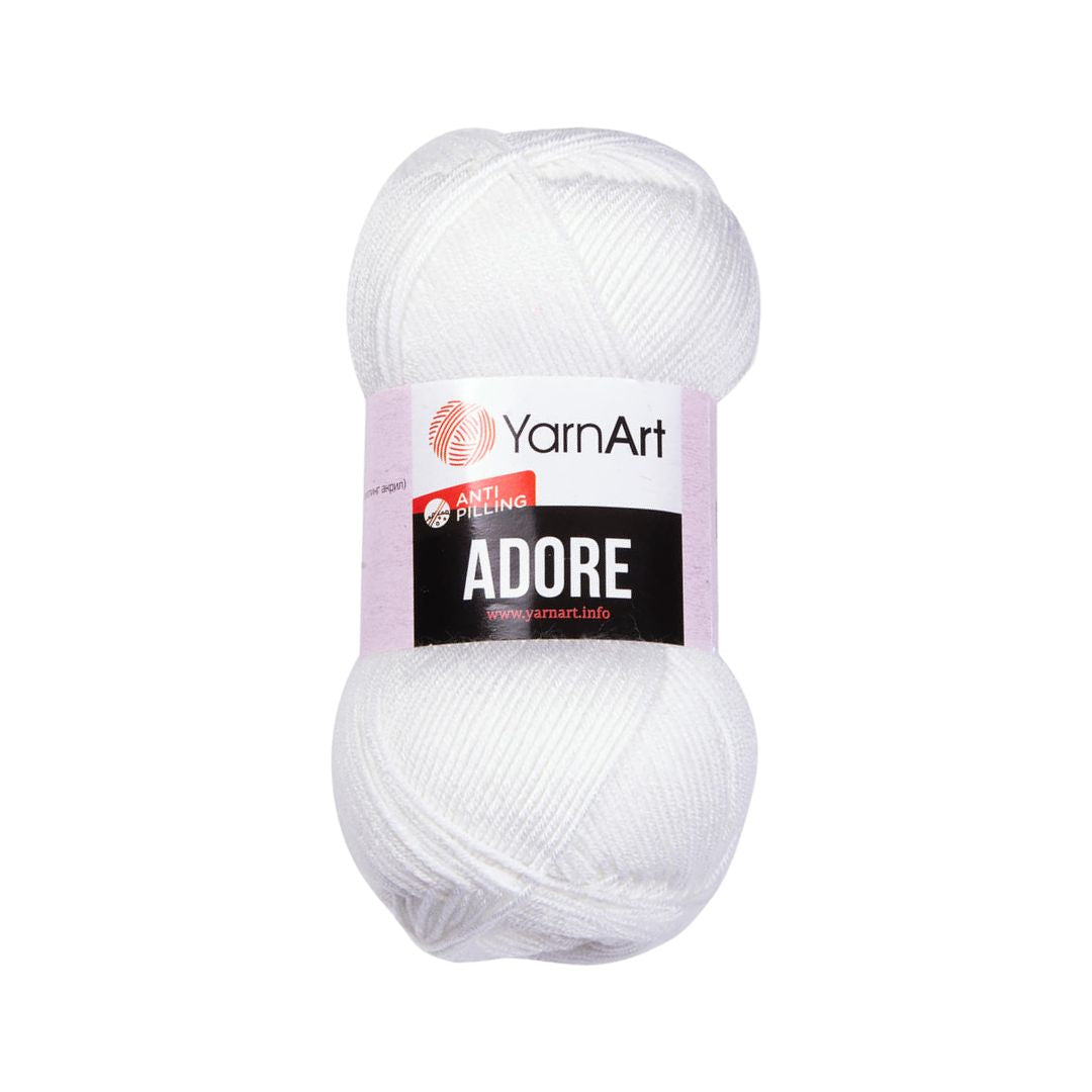 YarnArt Adore Anti-Pilling Yarn, White - 330