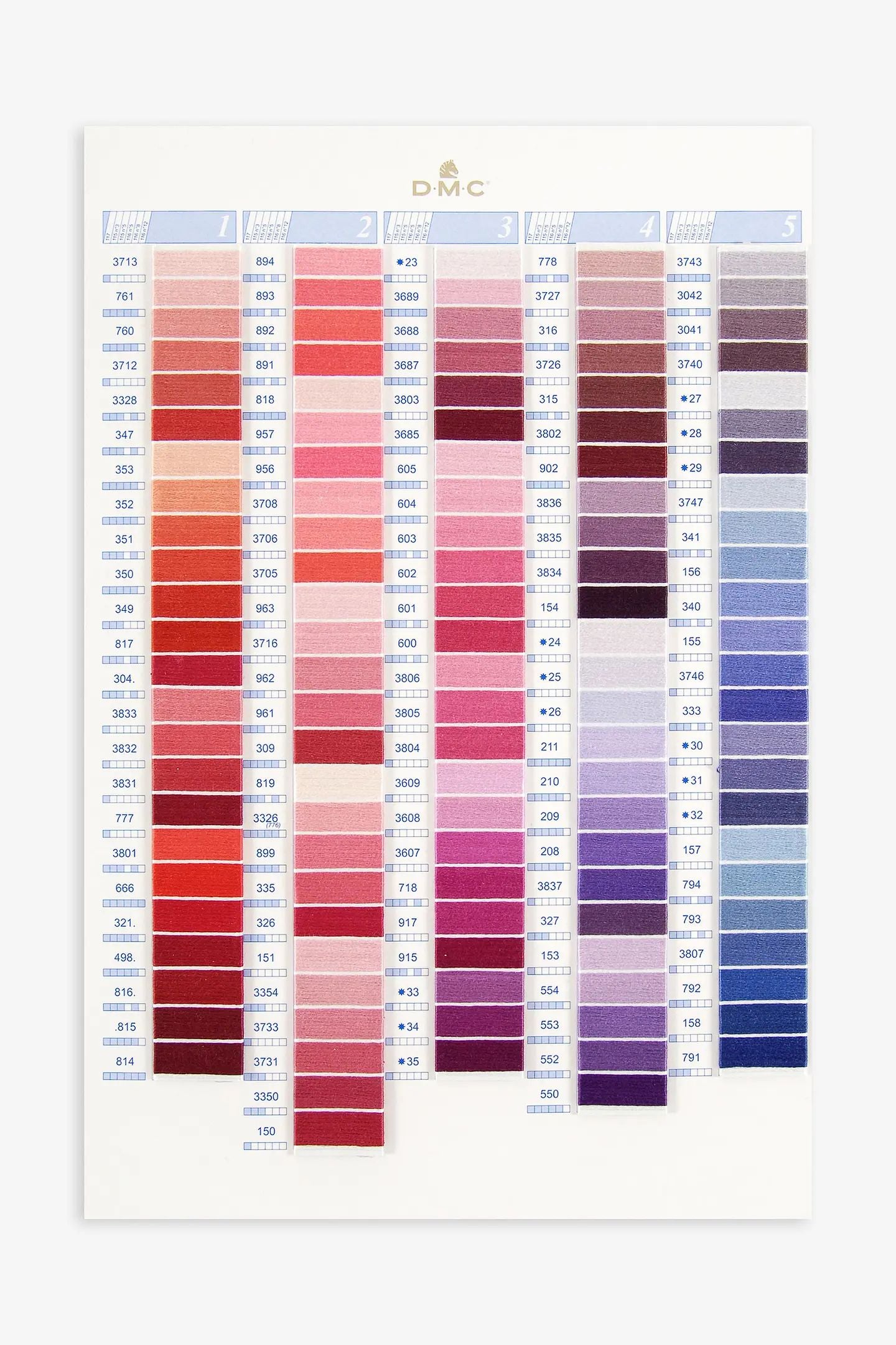 DMC Stranded Cotton Mouliné Spécial Embroidery Thread Colour Chart