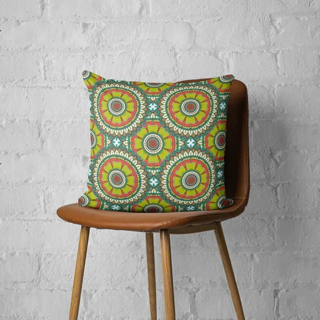 Handmayk Multi-Purpose Polyester Fabric (Pre-Cut) - Floral Collection (Green Mandala)