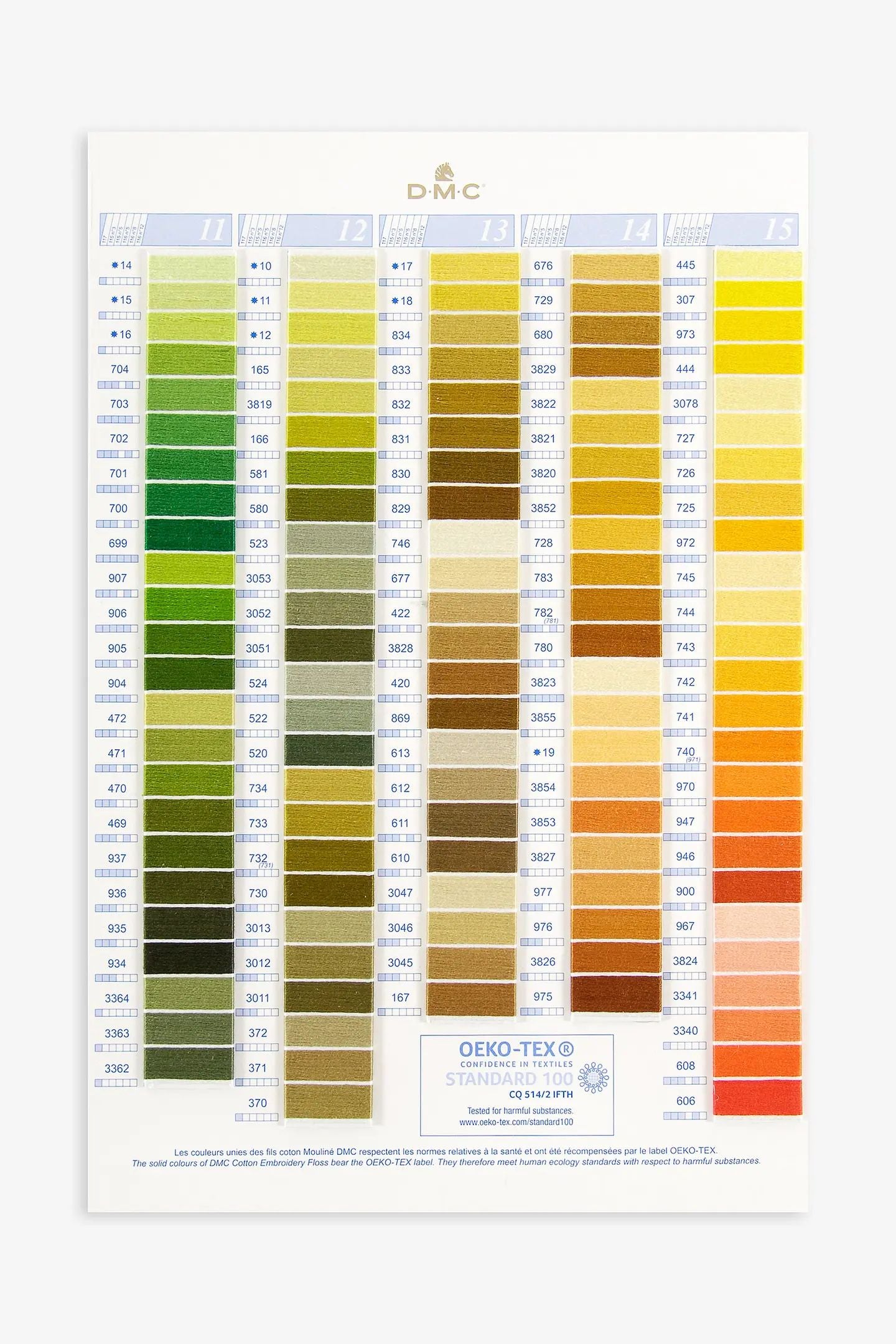 DMC Stranded Cotton Mouliné Spécial Embroidery Thread Colour Chart