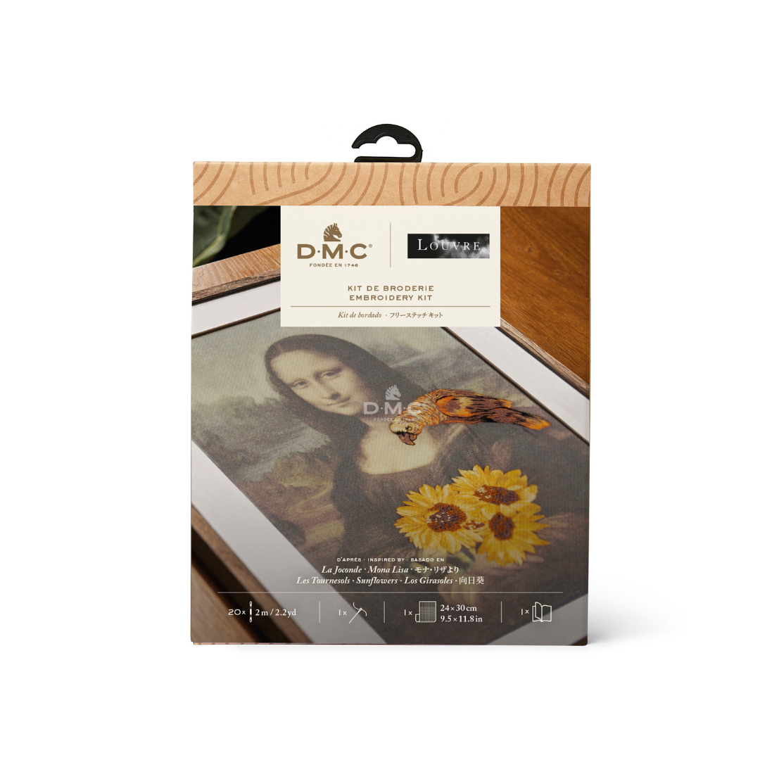DMC Bookmark Embroidery Kit - The Louvre Collection (Mona Lisa x Cupids and Garlands of Flowers with a Parrot)