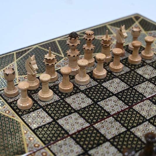 Handmade Persian Khatam Chess and Backgammon Set