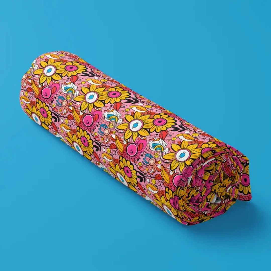 Handmayk Multi-Purpose Polyester Fabric (Pre-Cut) - Floral Collection (Funky Pink)