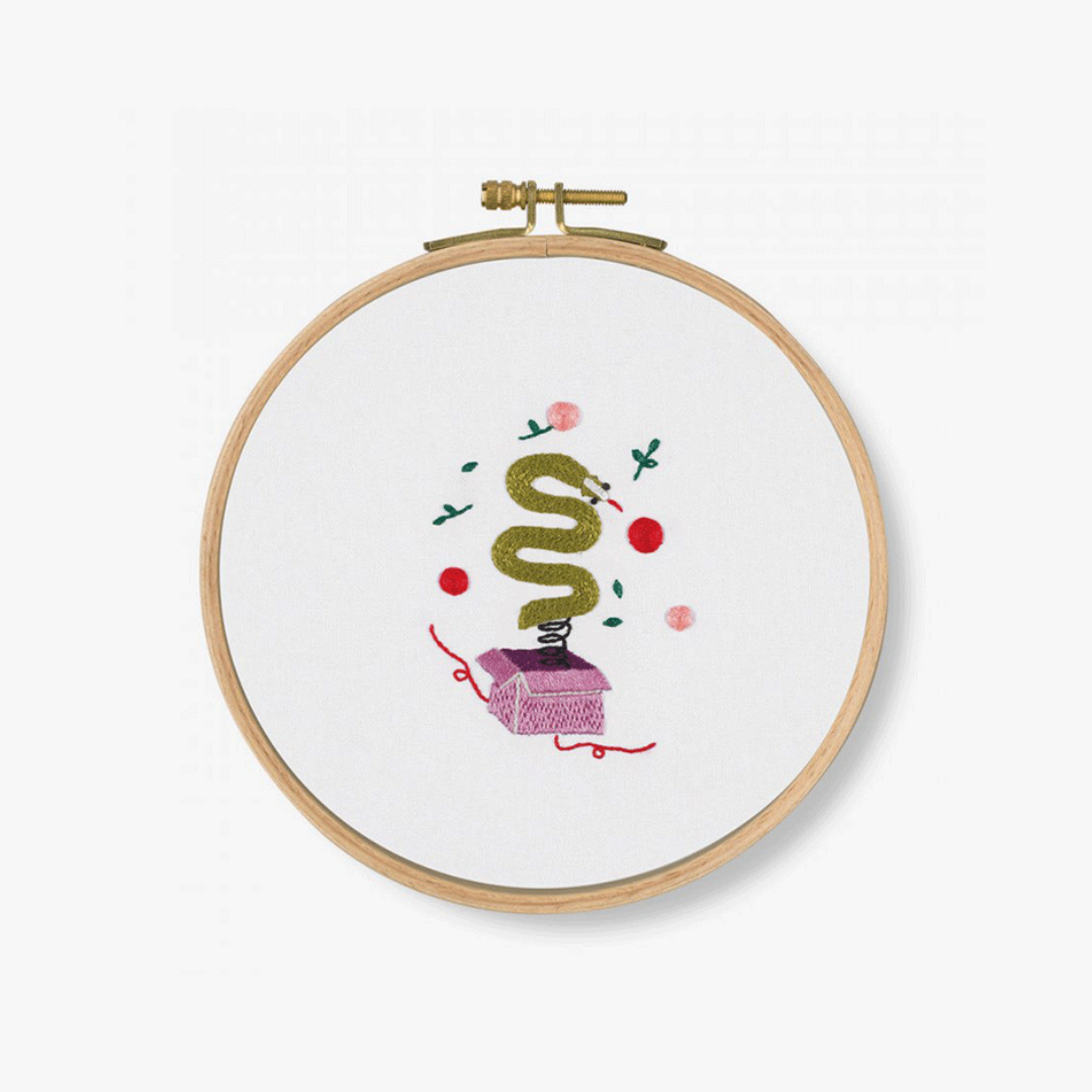 DMC Printed Embroidery Kit - Goofy Animals (Surprise! Snake)