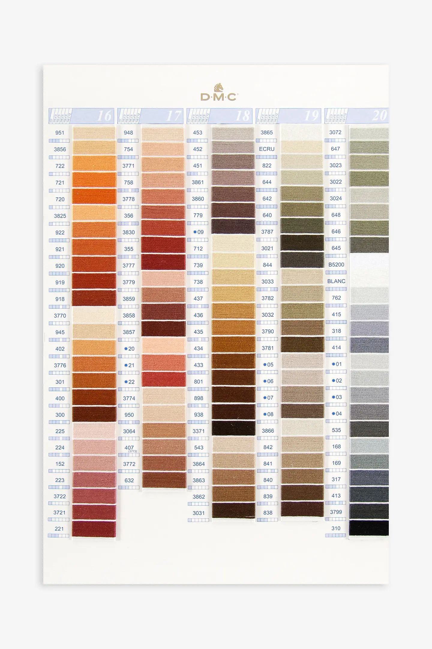 DMC Stranded Cotton Mouliné Spécial Embroidery Thread Colour Chart