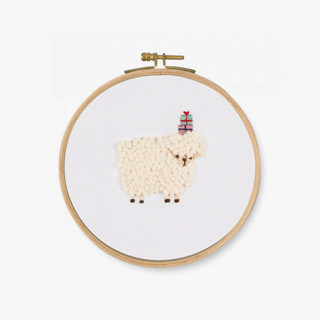 DMC Printed Embroidery Kit - Goofy Animals (For You! Sheep)