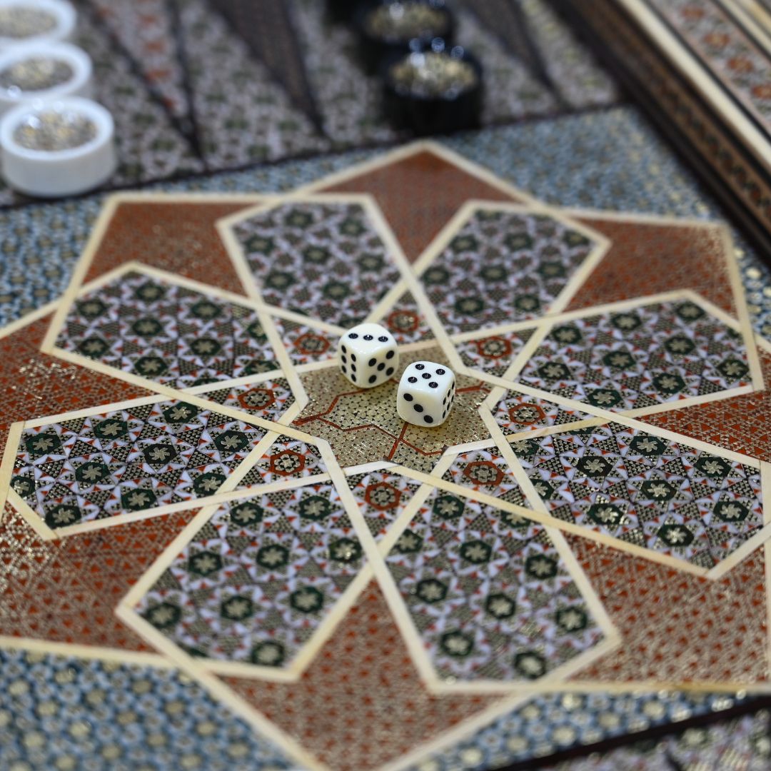 Handmade Persian Khatam Chess and Backgammon Set