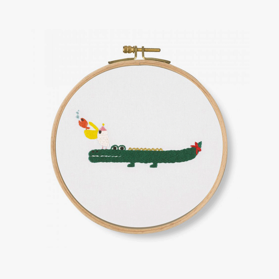 DMC Printed Embroidery Kit - Goofy Animals (Invitation! Crocodile)
