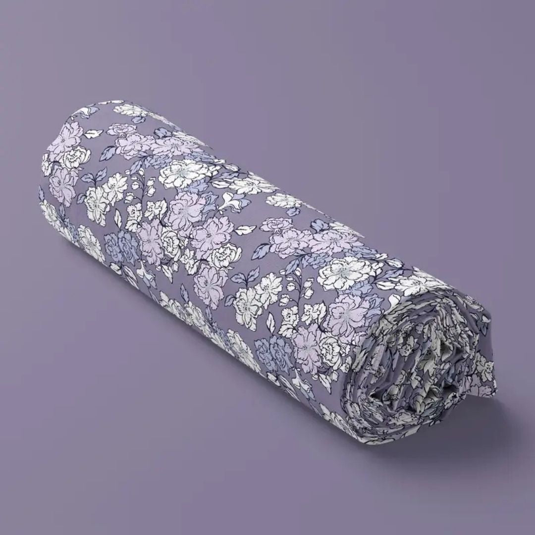 Handmayk Multi-Purpose Polyester Fabric (Pre-Cut) - Floral Collection (Rainy Purple)