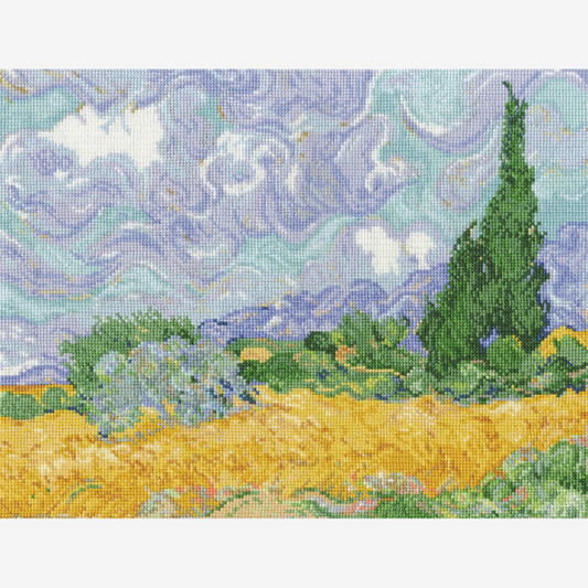 DMC Cross Stitch Kit - The National Gallery (A Wheatfield, with Cypresses)