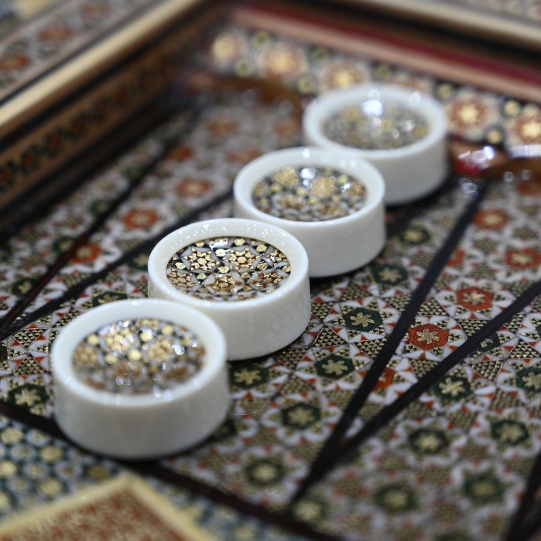 Handmade Persian Khatam Chess and Backgammon Set