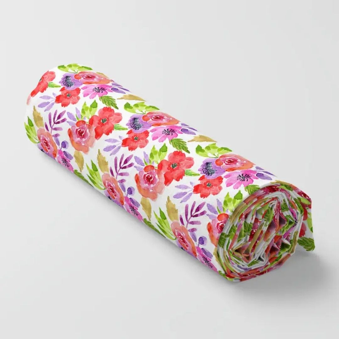 Handmayk Multi-Purpose Polyester Fabric (Pre-Cut) - Floral Collection (Roses are Red)