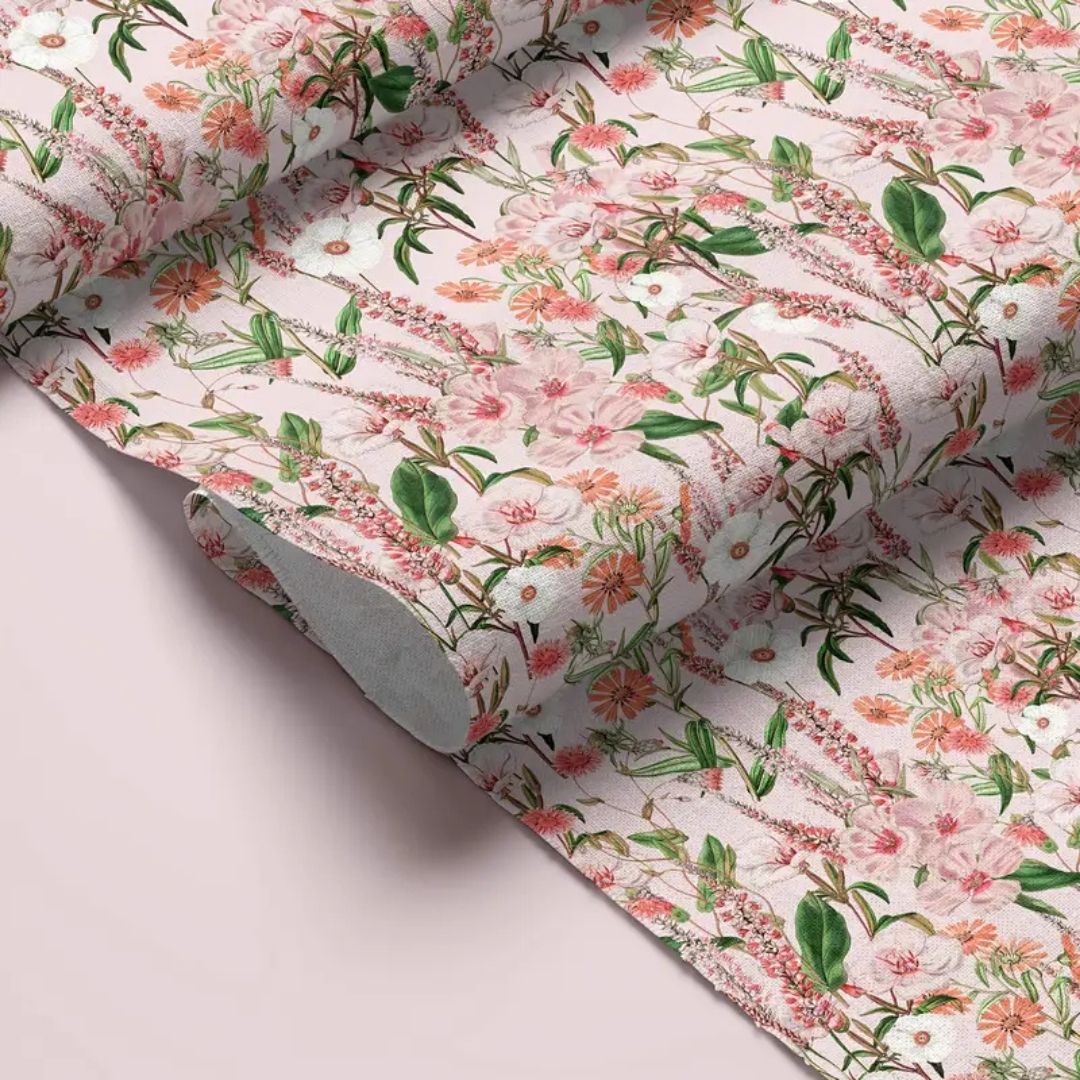 Handmayk Multi-Purpose Polyester Fabric (Pre-Cut) - Floral Collection (Blooming Pink)