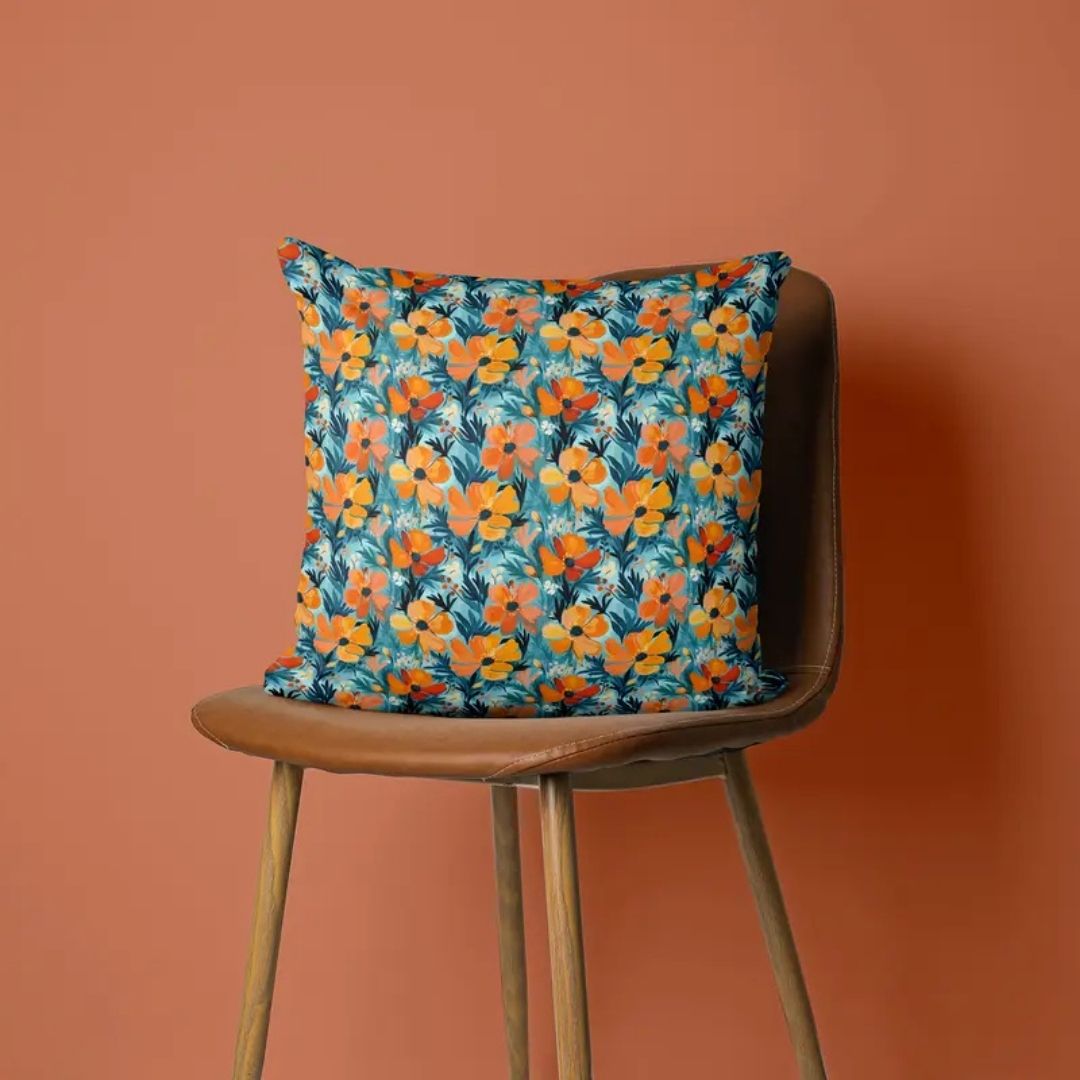 Handmayk Multi-Purpose Polyester Fabric (Pre-Cut) - Floral Collection (Abstract Orange)