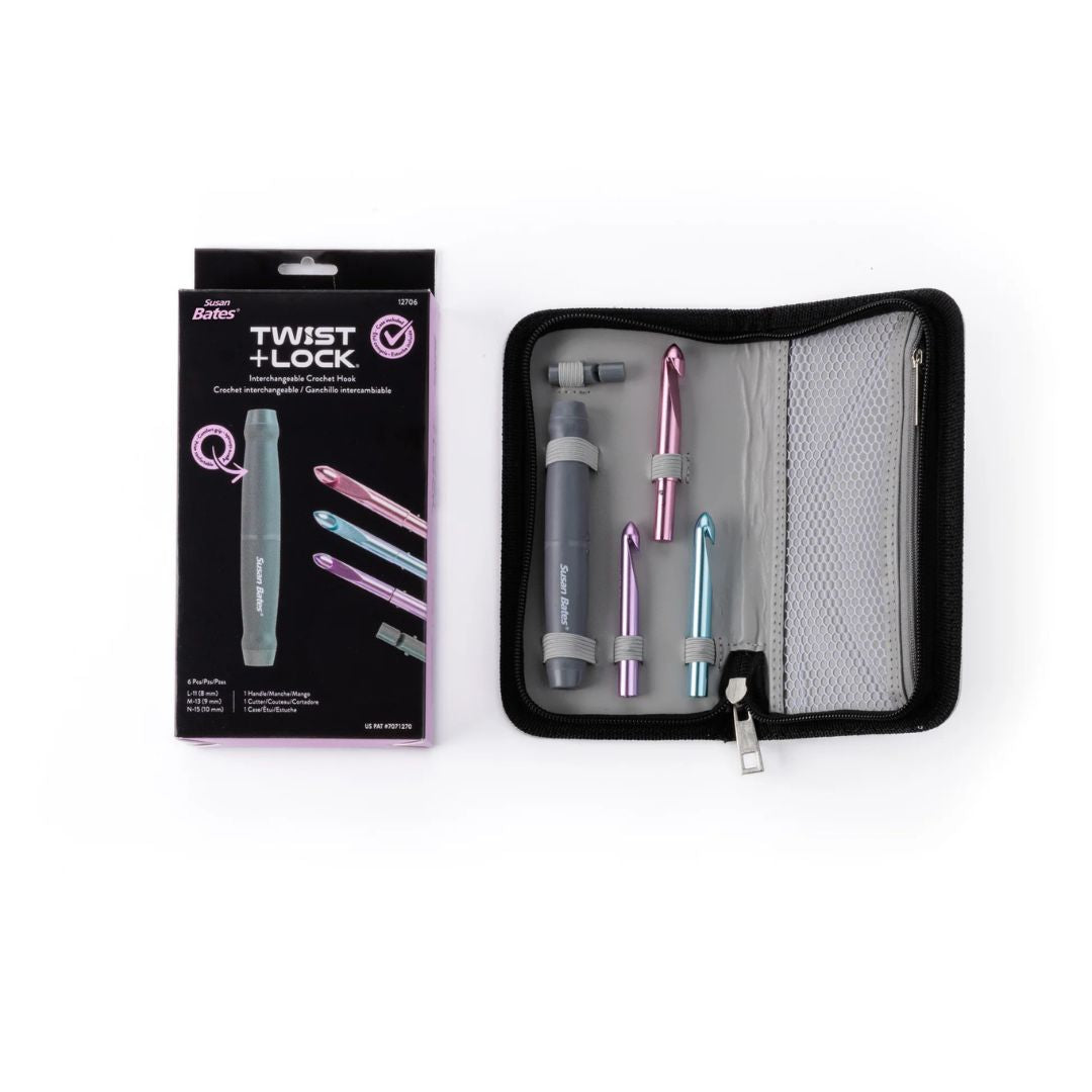 Susan Bates Twist + Lock Interchangeable Crochet Hook Set