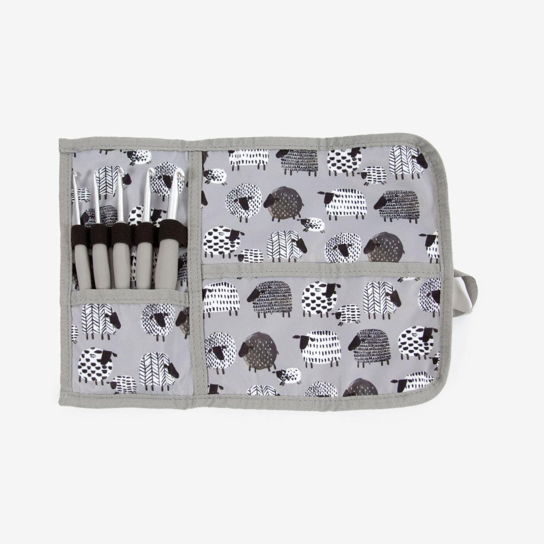 DMC Silicone Handle Crochet Hook Set with Foldable Grey Case