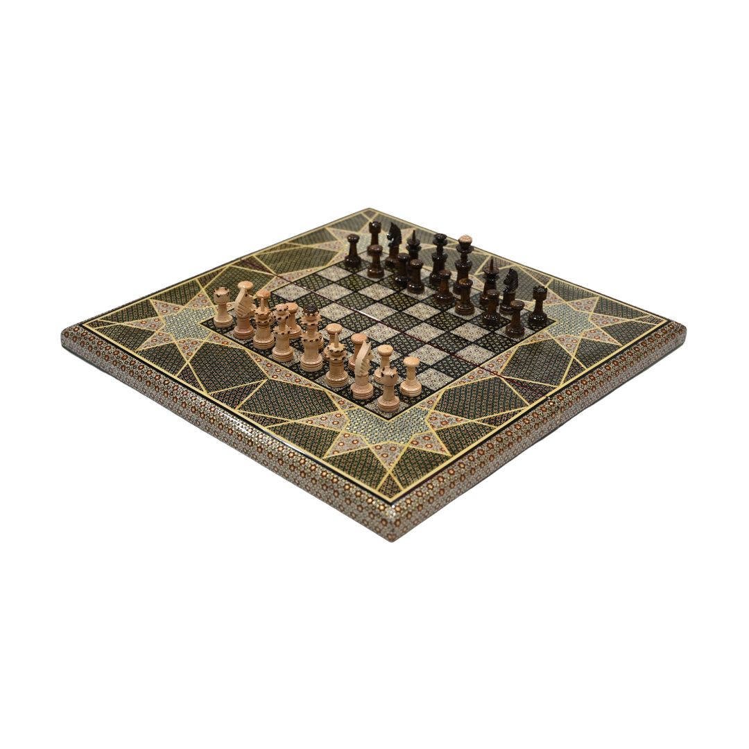 Handmade Persian Khatam Chess and Backgammon Set