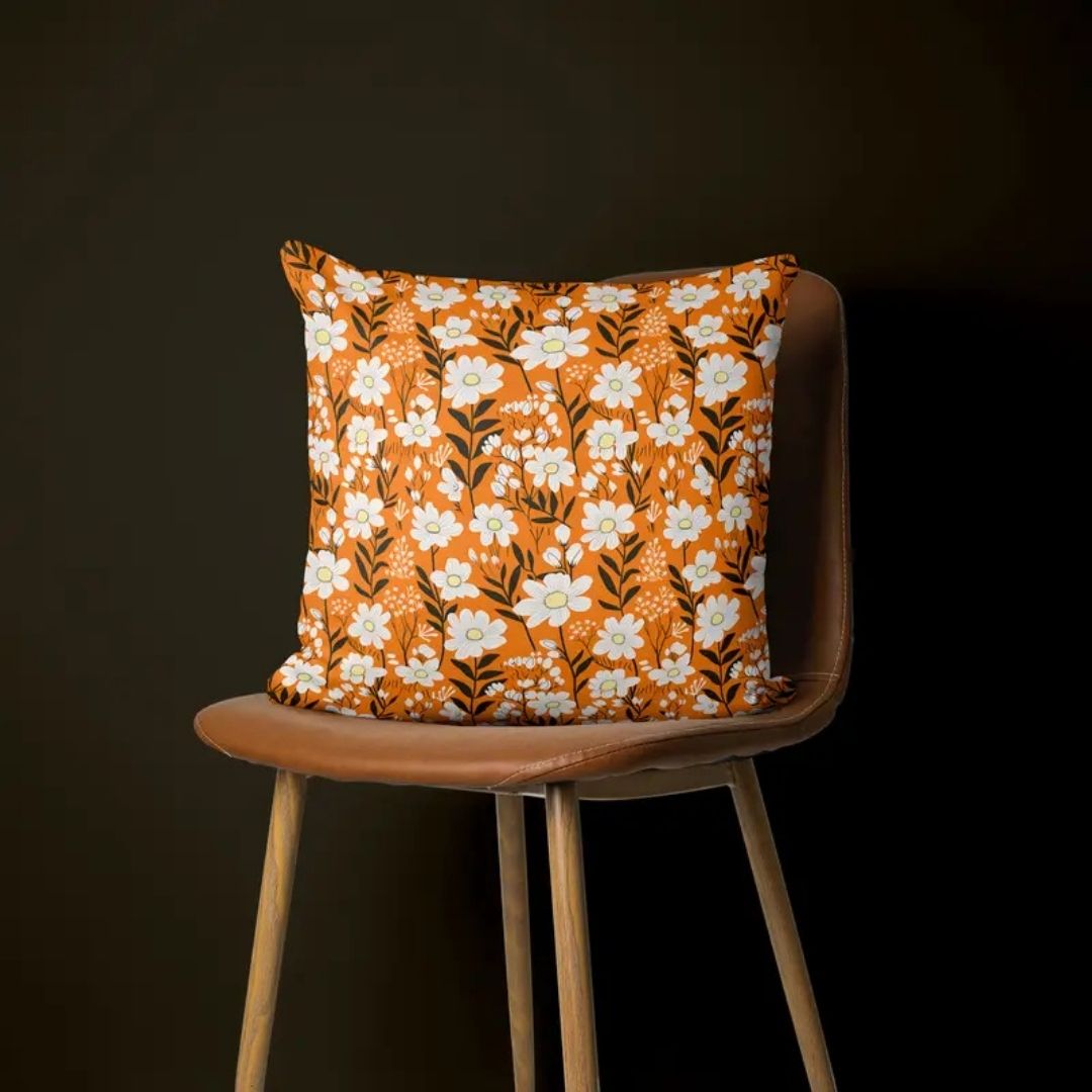Handmayk Multi-Purpose Polyester Fabric (Pre-Cut) - Floral Collection (Blooming Orange)