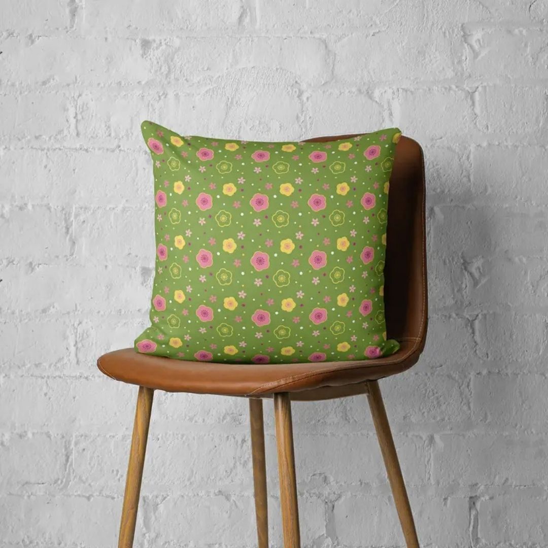 Handmayk Multi-Purpose Polyester Fabric (Pre-Cut) - Floral Collection (Wiggly Green)