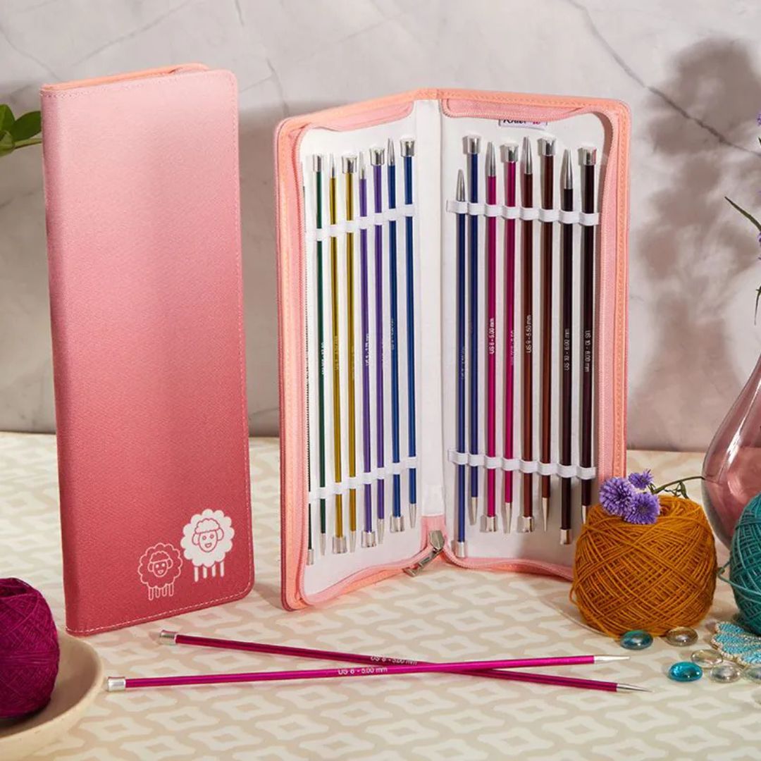 KnitPro Zing Deluxe Single Point Knitting Needles Set (25cm)