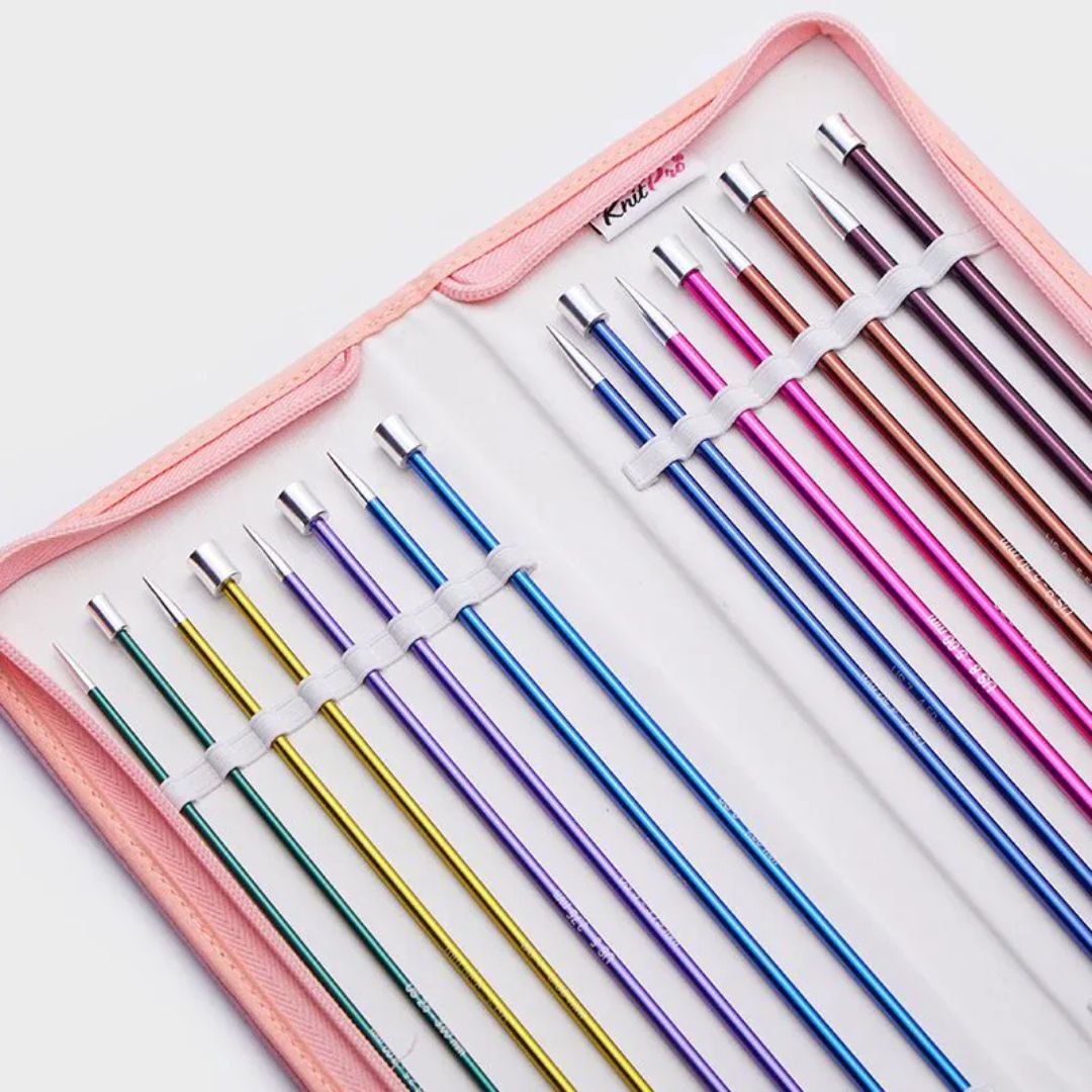 KnitPro Zing Deluxe Single Point Knitting Needles Set (25cm)