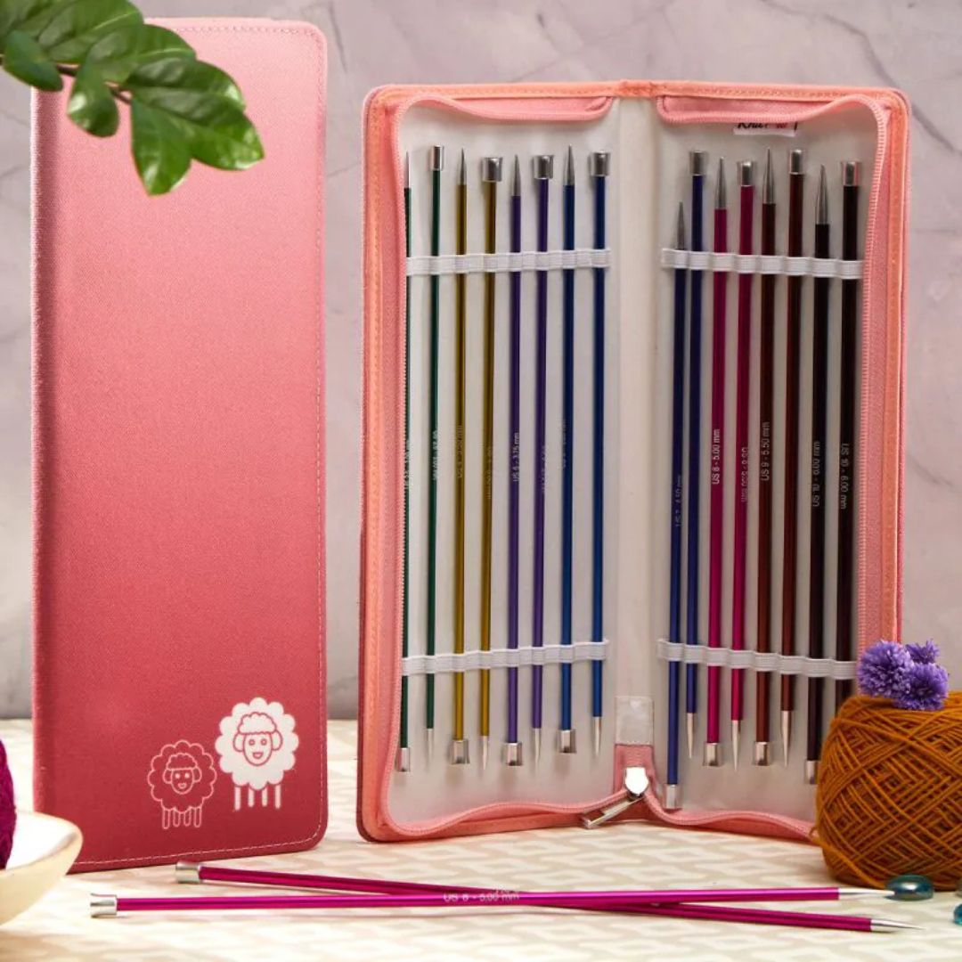 KnitPro Zing Deluxe Single Point Knitting Needles Set (40cm)