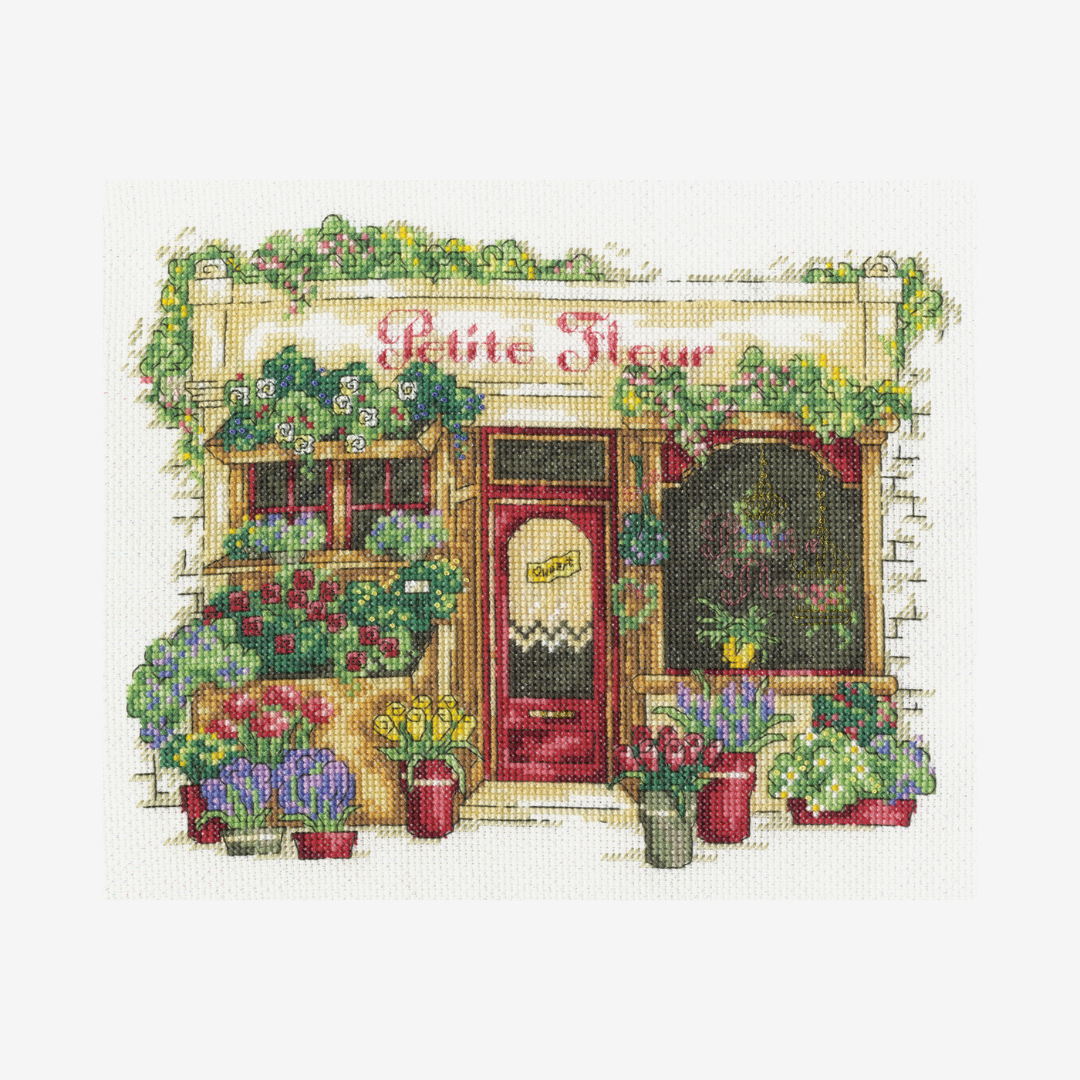DMC Cross Stitch Kit - Vintage Shops (Le Fleuriste)