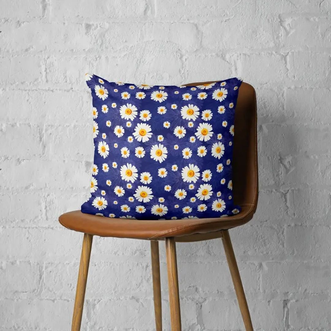 Handmayk Multi-Purpose Polyester Fabric (Pre-Cut) - Floral Collection (Blue Daisies)