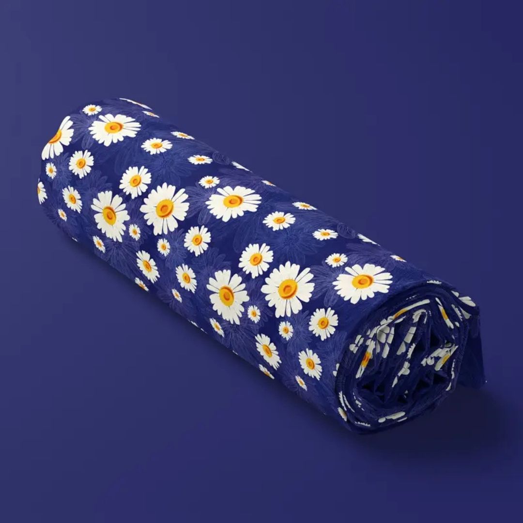 Handmayk Multi-Purpose Polyester Fabric (Pre-Cut) - Floral Collection (Blue Daisies)