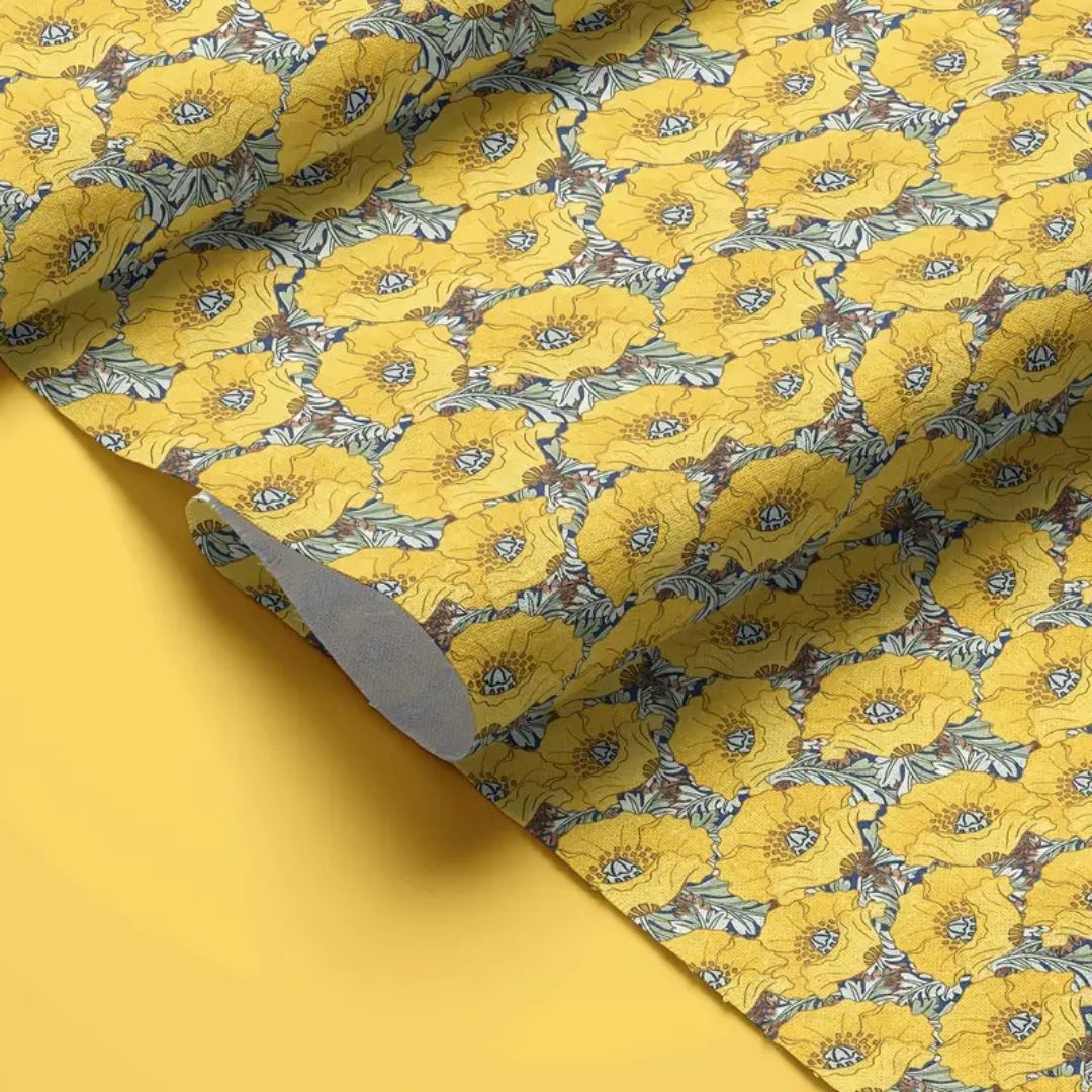 Handmayk Multi-Purpose Polyester Fabric (Pre-Cut) - Floral Collection (Blooming Yellow)
