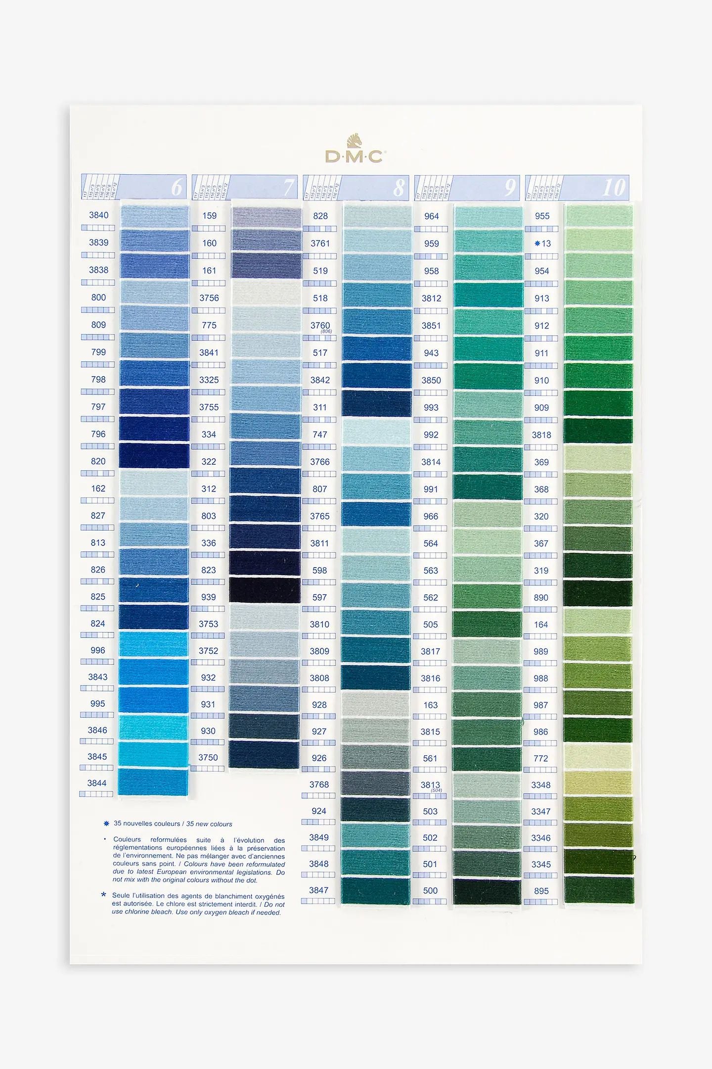 DMC Stranded Cotton Mouliné Spécial Embroidery Thread Colour Chart