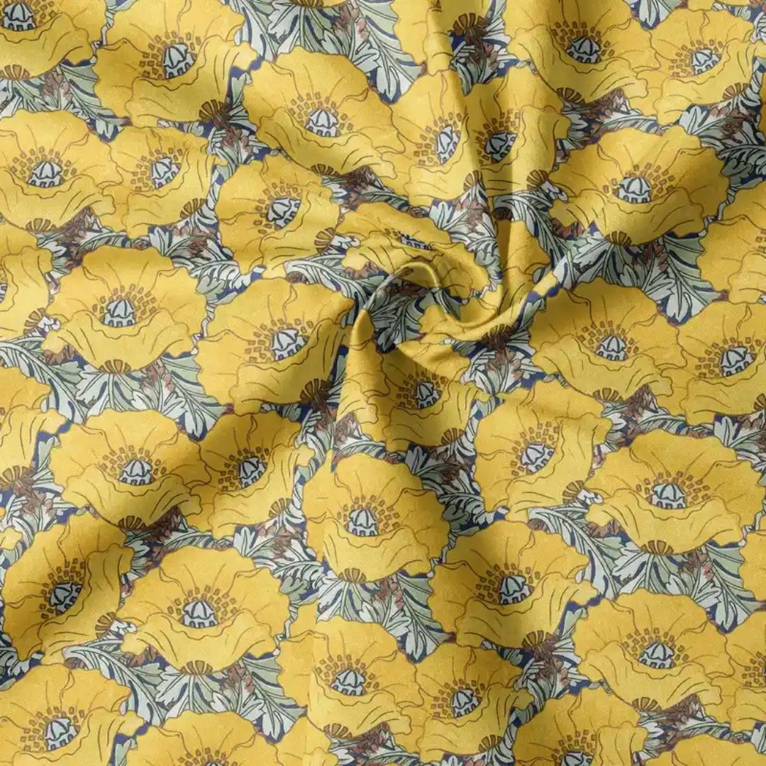 Handmayk Multi-Purpose Polyester Fabric (Pre-Cut) - Floral Collection (Blooming Yellow)