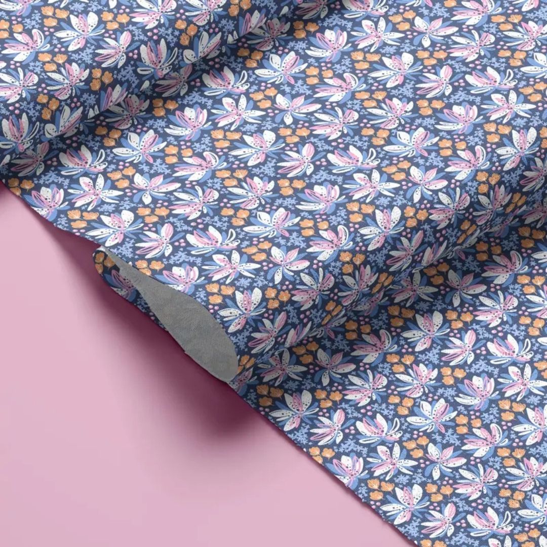 Handmayk Multi-Purpose Polyester Fabric (Pre-Cut) - Floral Collection (Purple Combo)
