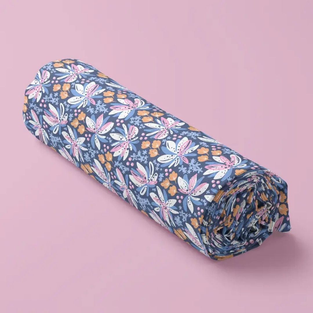 Handmayk Multi-Purpose Polyester Fabric (Pre-Cut) - Floral Collection (Purple Combo)
