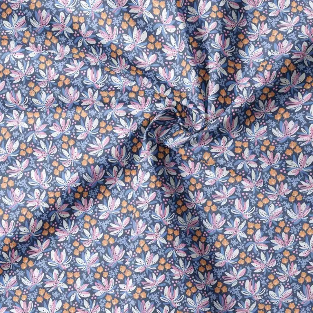 Handmayk Multi-Purpose Polyester Fabric (Pre-Cut) - Floral Collection (Purple Combo)
