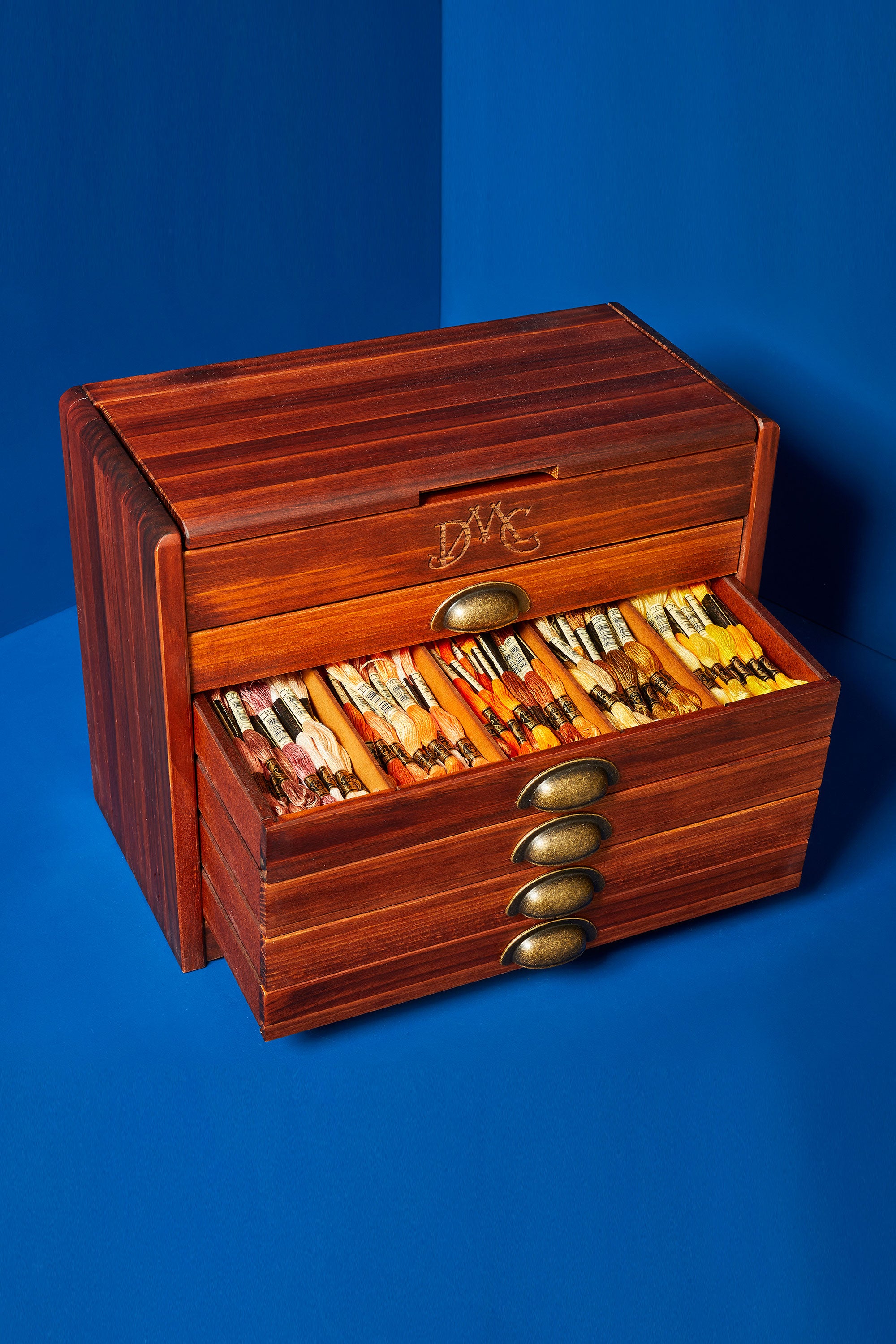 DMC Vintage Wooden Chest with 500 Stranded Cotton Embroidery Threads