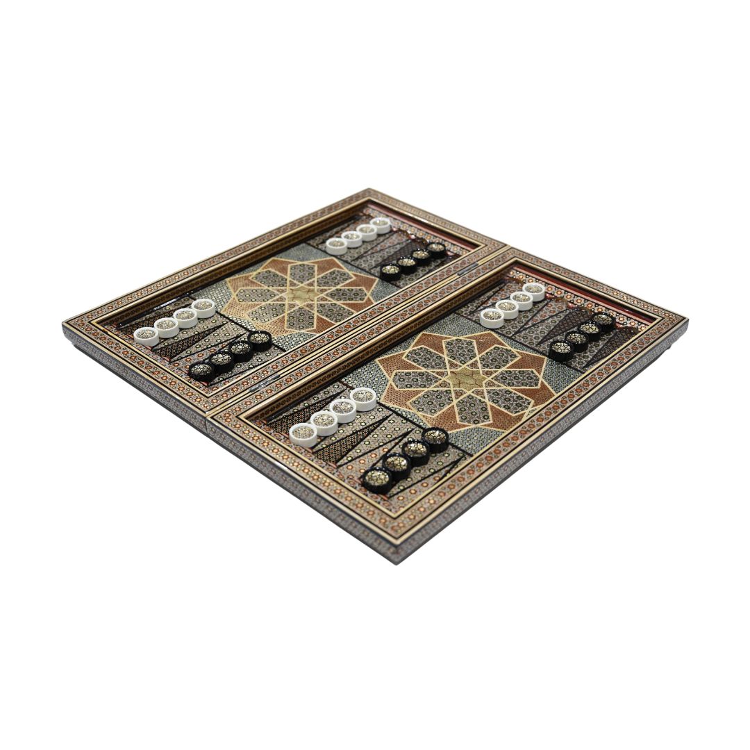 Handmade Persian Khatam Chess and Backgammon Set