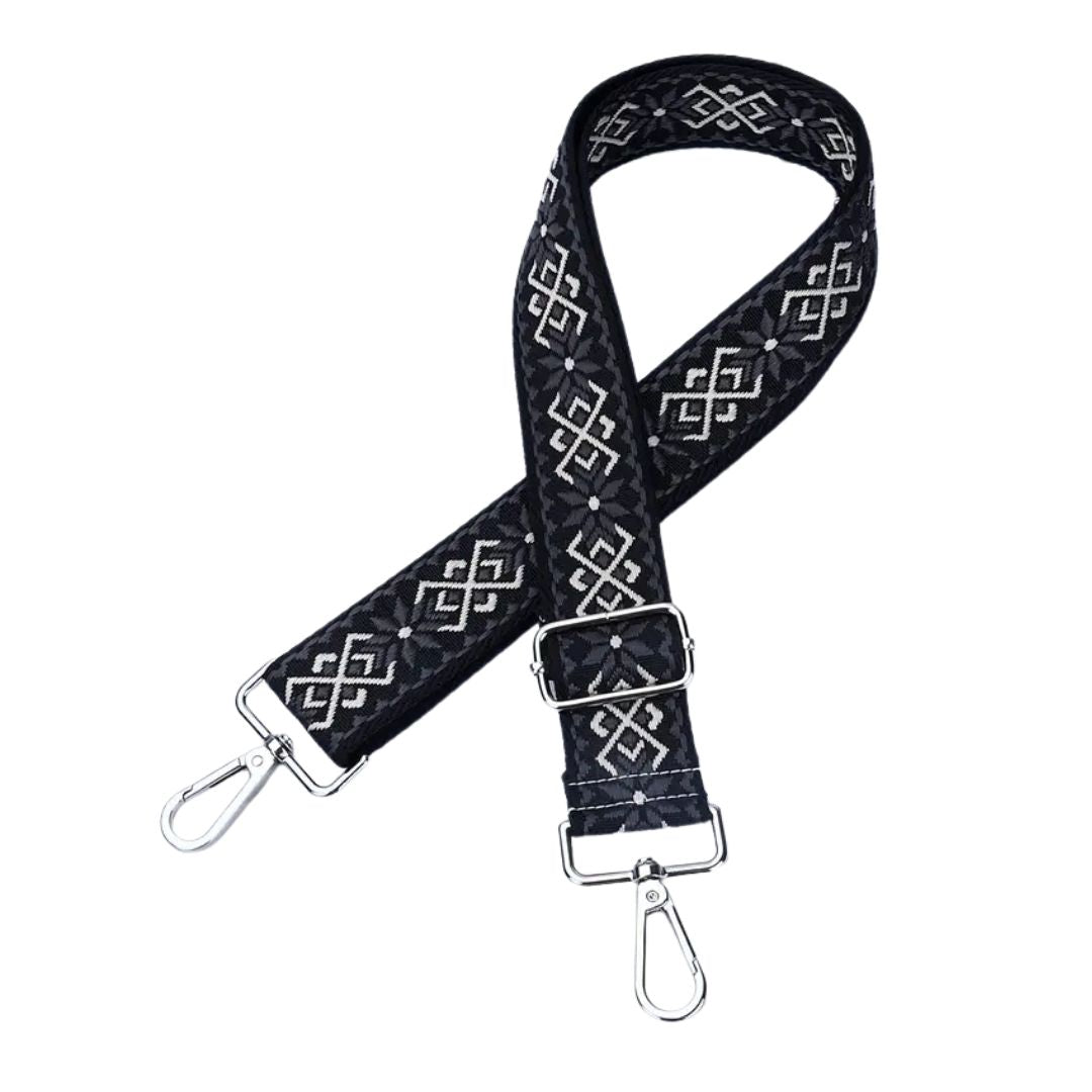 Handmayk Woven Fabric Bag Strap (Cream Black Star)