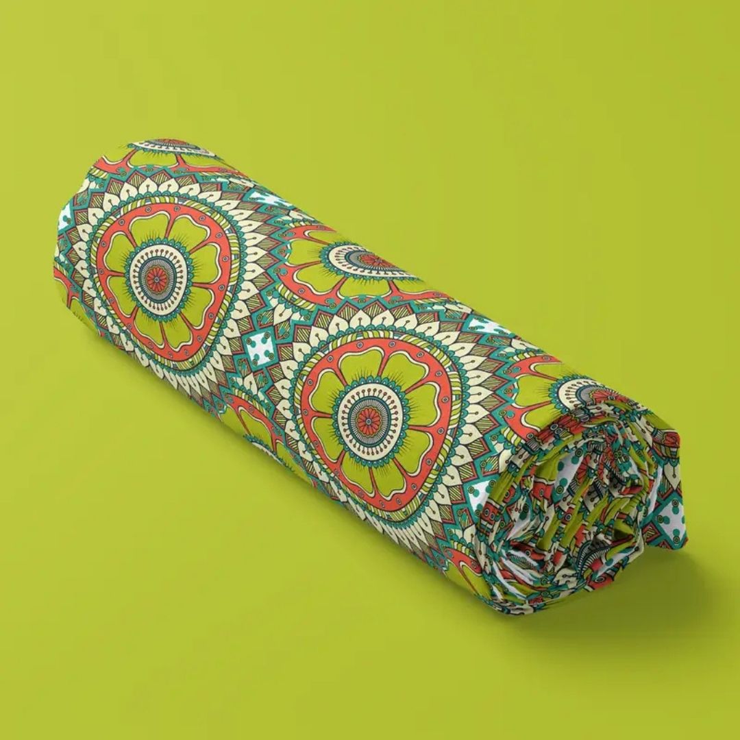 Handmayk Multi-Purpose Polyester Fabric (Pre-Cut) - Floral Collection (Green Mandala)