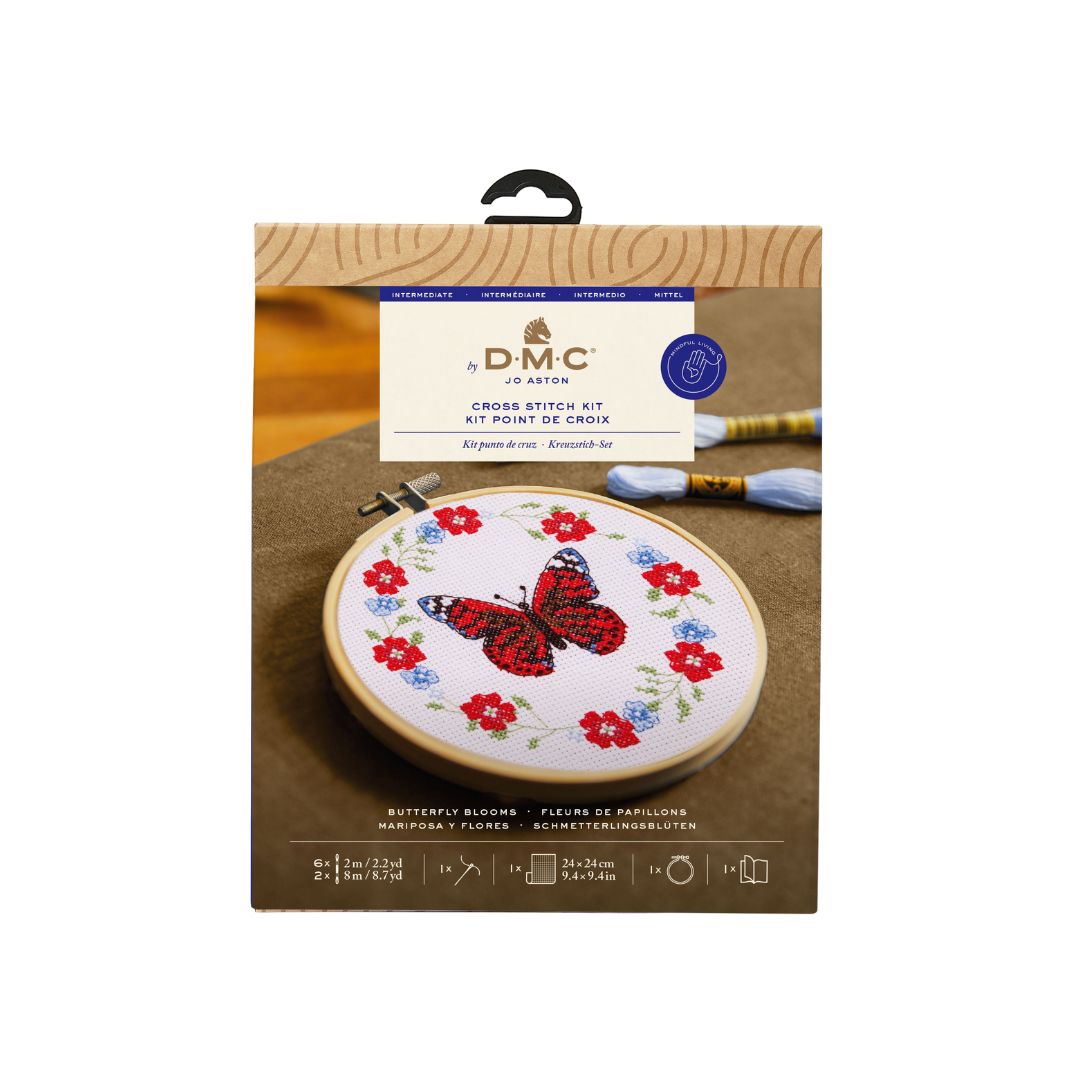 DMC Cross Stitch Kit - The Designer Collection (Butterfly Blooms by Jo Aston)