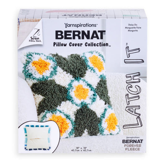 Bernat Latch It Latch Hook Kit - Fleece Pillow Cover (Daisy Do)
