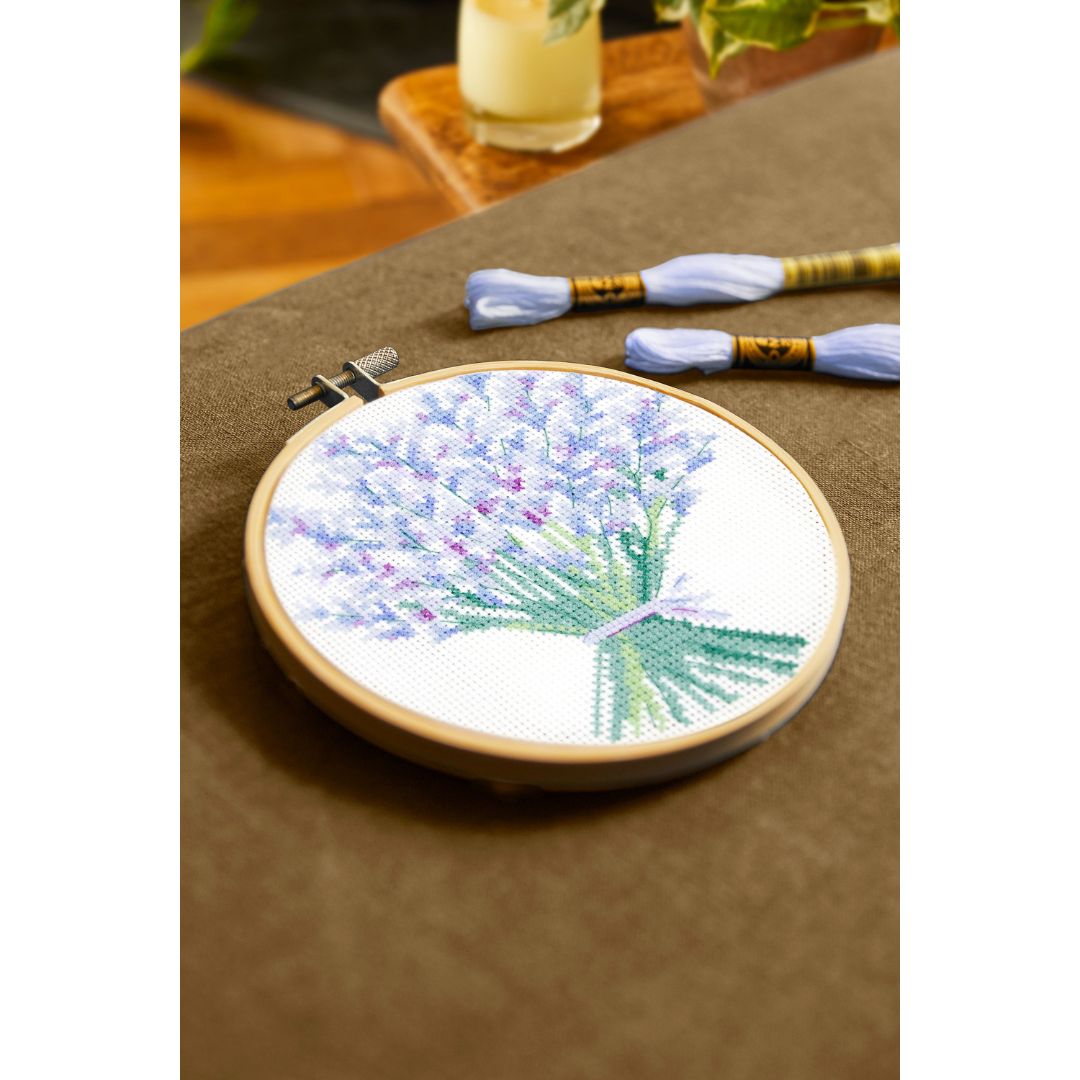 DMC Cross Stitch Kit - The Designer Collection (Lavender Bouquet  by Nathalie Weinzaepflen)