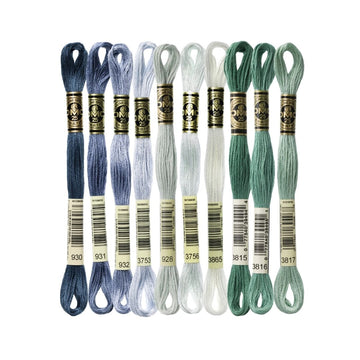 DMC Stranded Cotton Mouliné Spécial Embroidery Thread Colour Pack (Mountain Mist)