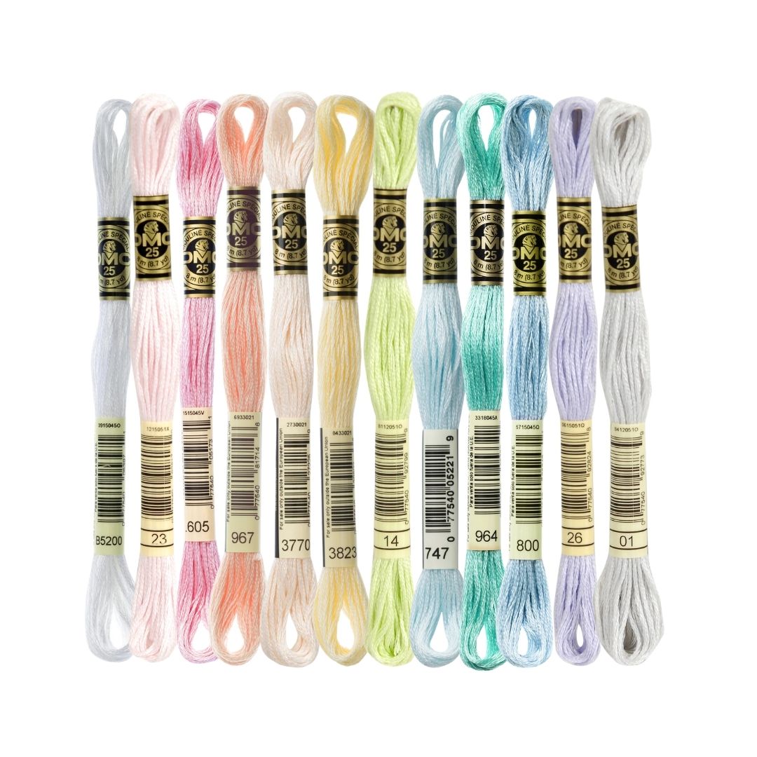 DMC Stranded Cotton Mouliné Spécial Embroidery Thread Colour Pack (Pastel, Pastel, Pastel)