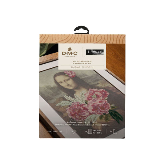 DMC Printed Embroidery Kit - Louvre (Mona Lisa x Peony Branches)