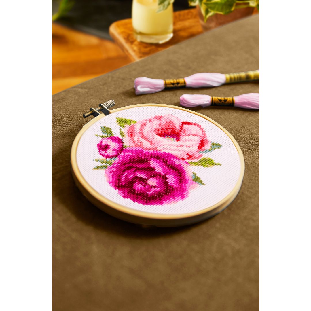 DMC Cross Stitch Kit - The Designer Collection (Pink Peonies by Aksinya Nizhnik)