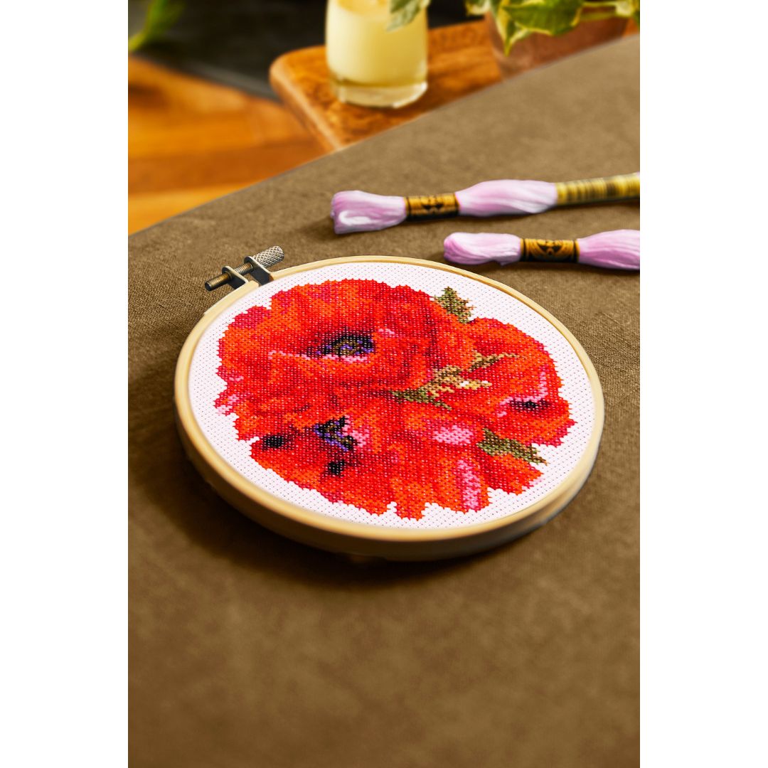 DMC Cross Stitch Kit - The Designer Collection (Scarlet Poppies by Aksinya Nizhnik)