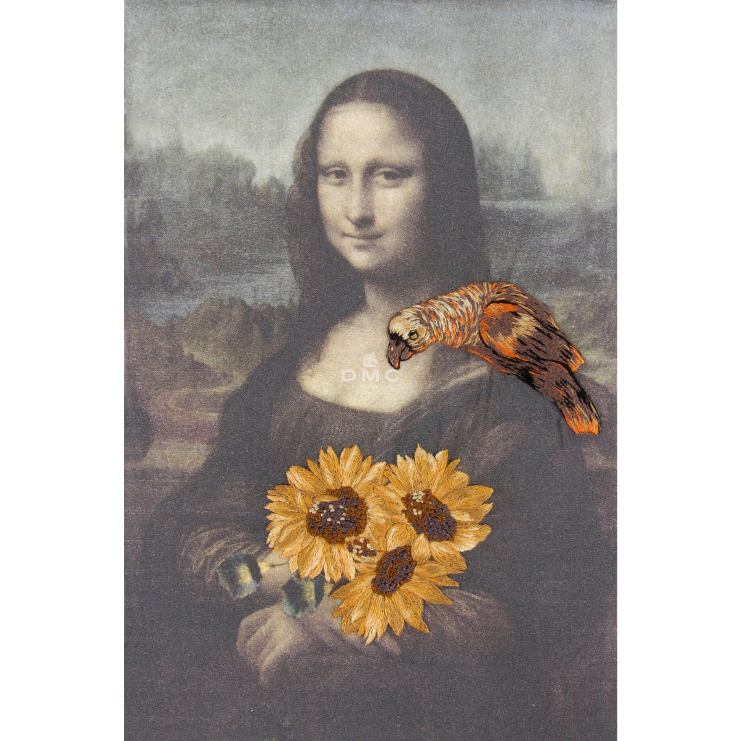DMC Bookmark Embroidery Kit - The Louvre Collection (Mona Lisa x Cupids and Garlands of Flowers with a Parrot)
