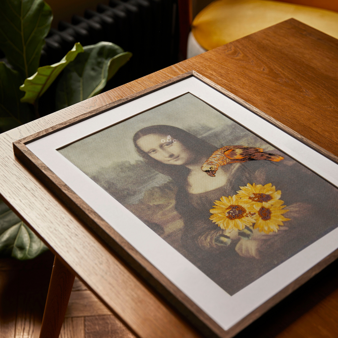 DMC Bookmark Embroidery Kit - The Louvre Collection (Mona Lisa x Cupids and Garlands of Flowers with a Parrot)