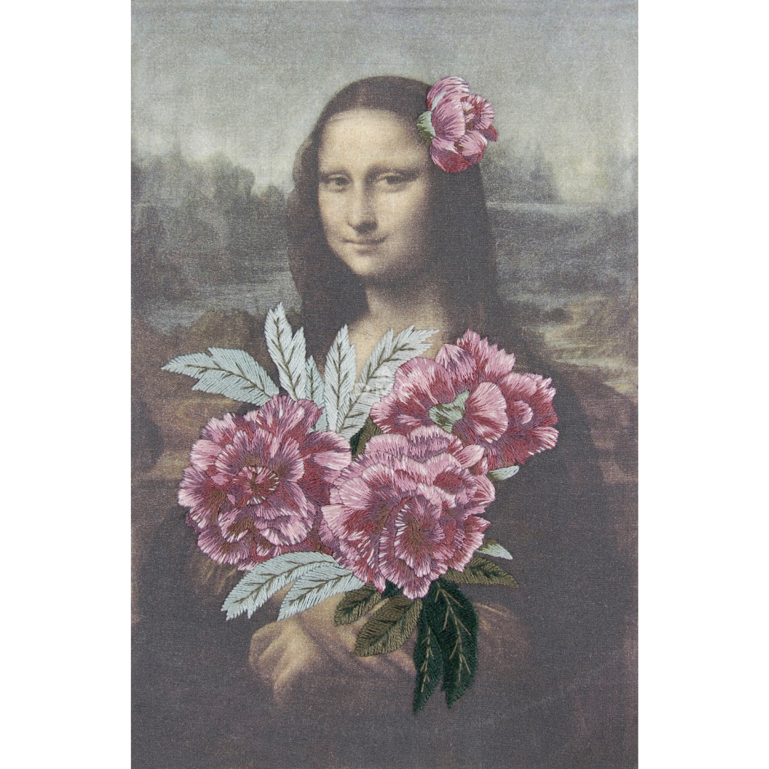 DMC Printed Embroidery Kit Louvre (Mona Lisa x Peony Branches)